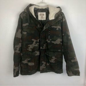 ROUTE 66 Camouflage Insulated Coat with Hood